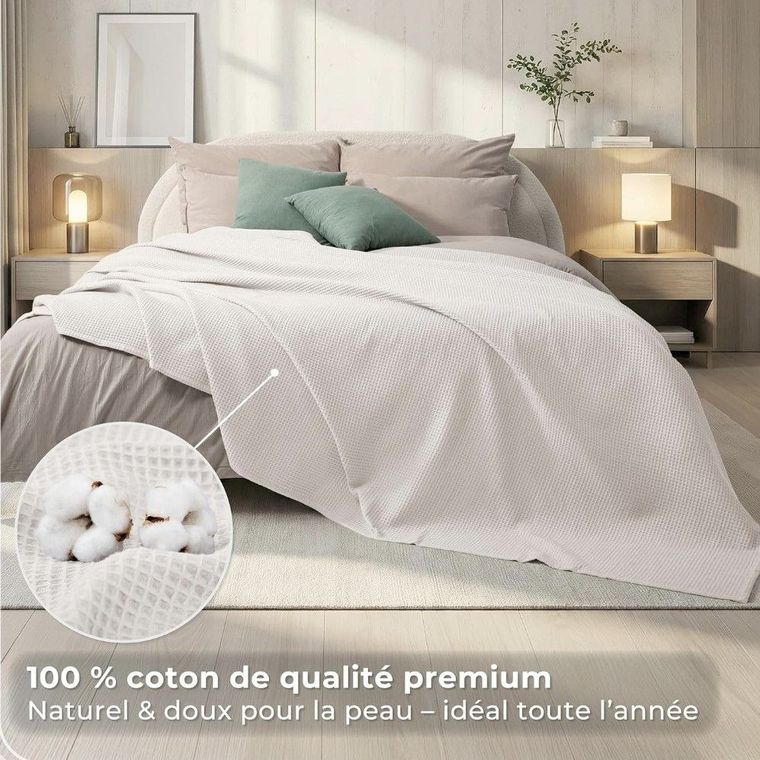 Plaid gaufré écru